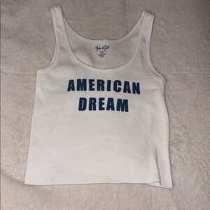 Brandy Melville White and Navy American Dream Tank